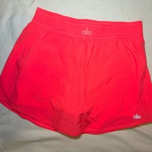 Alo Match Point Tennis Skirt- Fluorescent Pink Coral